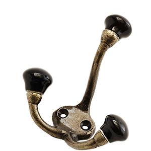 Black Ceramic Brass Triple Hook