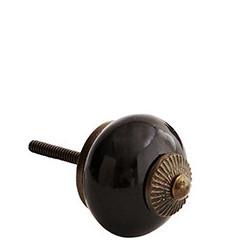 Black & Brass Detail Ceramic Knob