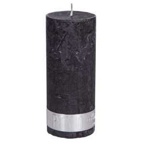 Rustic Charcoal Black Pillar Candle 12x5cm