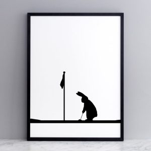 Golfing Rabbit Print with Frame