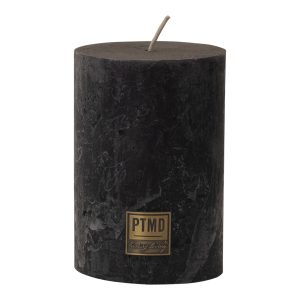 Rustic Charcoal Black Pillar Candle 10x7cm