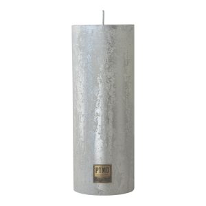 Metallic Silver Pillar Candle 18x7cm