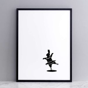 Ballet Dancing Rabbit Print with Frame