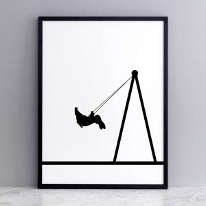 Swing Rabbit Print with Frame
