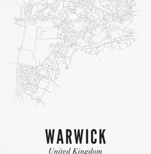 Framed Warwick Town Print with Frame 30x40cm