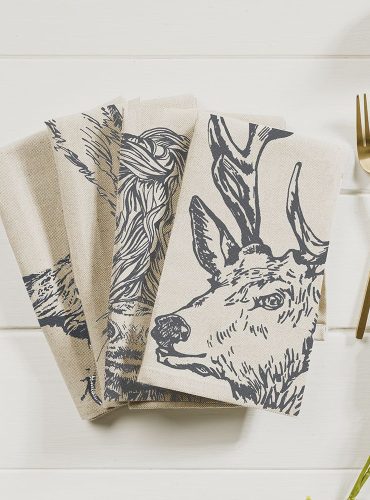 Set Of 4 Country Animal Linen Place Mats