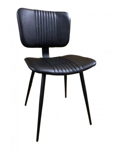 Retro Black Leather Dining Chair
