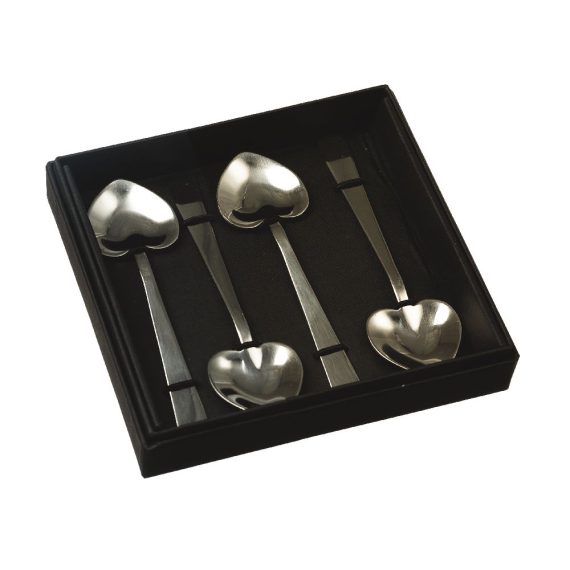 4 Silver Heart Spoons