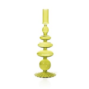 Pear Green Glass Taper Candle Holder