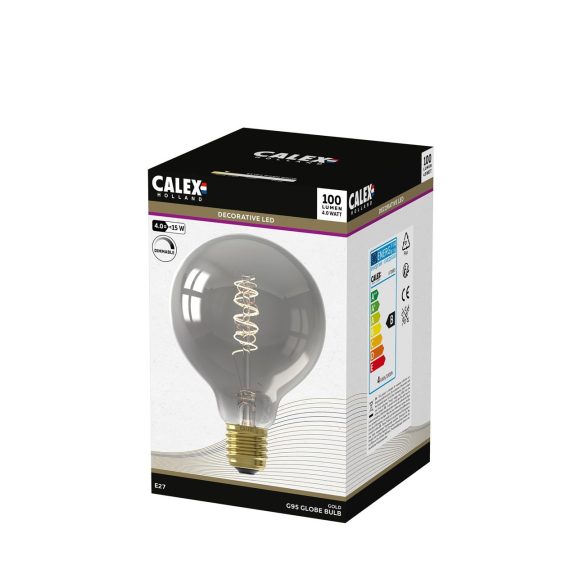 Calex E27 Curly LED Titanium G95 Globe Dimmable Bulb