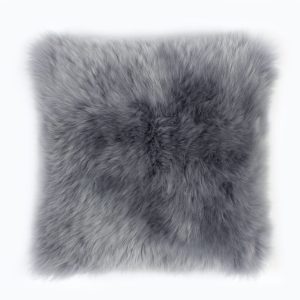 Silky Sheepskin Cushion Flax Platinum 40x 40cm