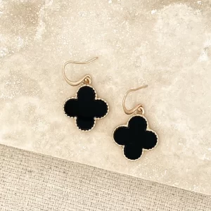 Gold and Black Clover Earrings