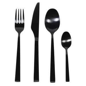 4 Piece Black Cutlery Set