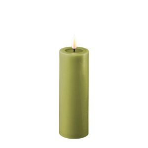 Olive 5cmx15cm Battery Operated LED Candle