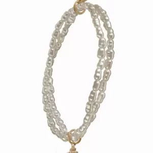 Fab Diddy Faux Pearl Double Bracelet with Shell Charm