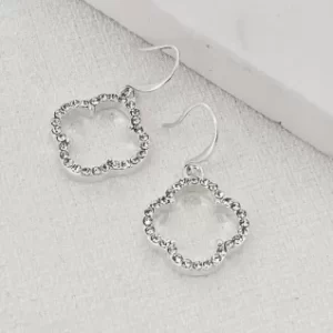 Silver & Diamante Open Fleur Earrings