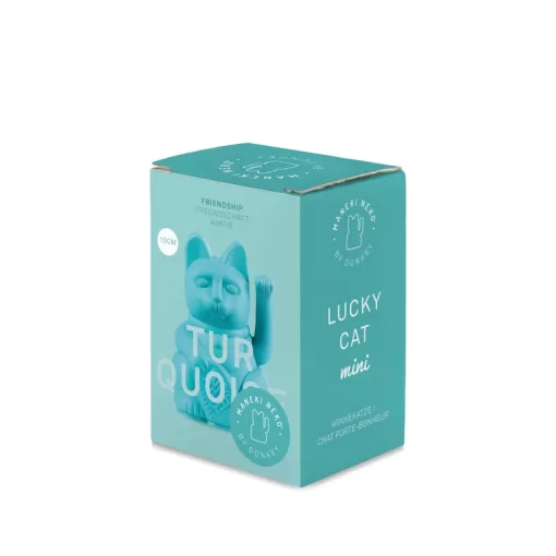 Mini Turquoise Waving Lucky Cat