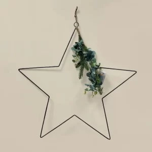 Black Wire Hanging LED Star with LED Foliage