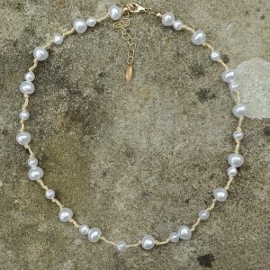 Faux Pearl Necklace with Gold Links