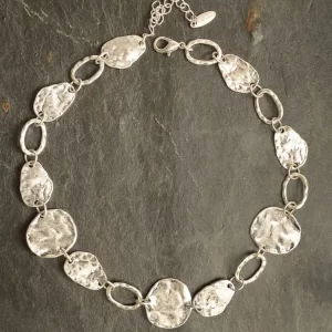 Worn Silver Molten & Linked Necklace