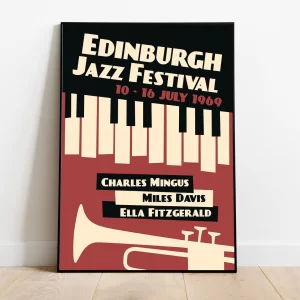 Edinburgh Vintage Jazz Music Print Ella Fitzgerald & Miles Davis