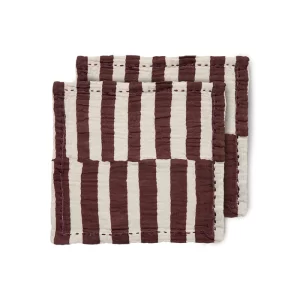 Cotton Napkins Striped Burgandy (set of 2)