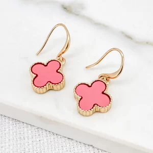 Gold & Candy Pink Fleur Dropper Earring