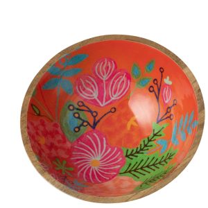 Pink Flower Bowl in Mango wood