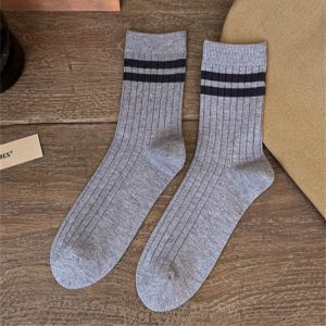 Vintage Men's Simple Parallel Bar Long Socks