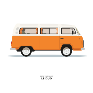 Le Duo Combi Volkswagen Orange Greetings Card