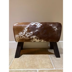 Brown & White Cowhide Pommel Bench