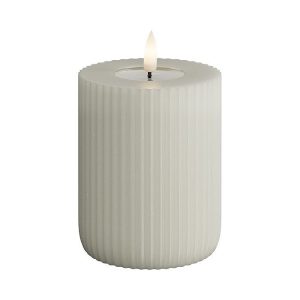 Sand Ribbed Battery Operated LED Candle 7.5x10cm