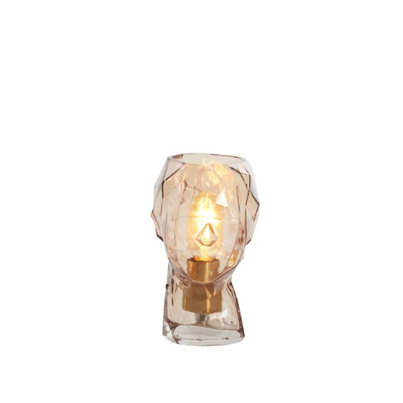 Head Amber Glass Table Lamp