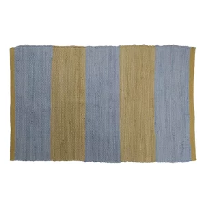 Yellow & Blue Striped Recycled Rug