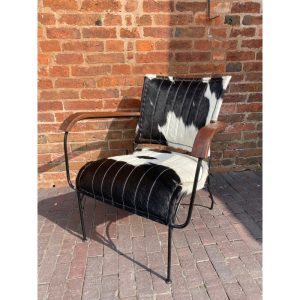 Black & White Cow Hide Leather Armchair