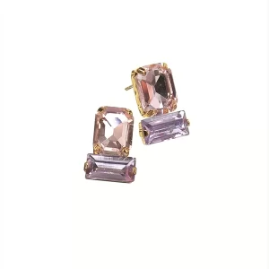 Double Studs Earrings Rose & Lilac