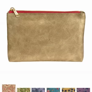 Glory Faux Leather Gold & Berry Pouch