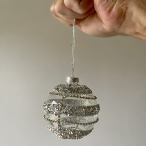 Clear Glass Christmas Bauble with Beads