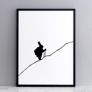 Framed Hiking Rabbit Print