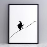 Hiking Rabbit Print with Frame