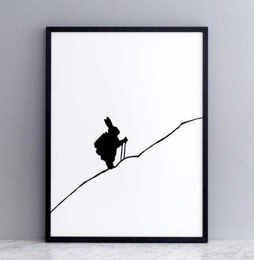 Framed Hiking Rabbit Print