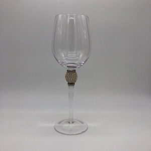 Single Silver Crystal Ball White Wine Glass
