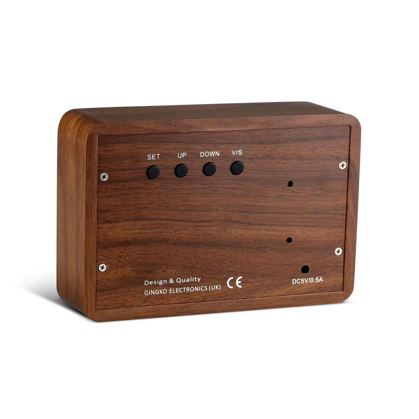 Brick Walnut Click Clock Red LED