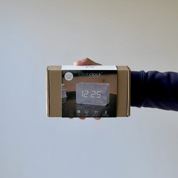 Brick Marble Click Clock White LED