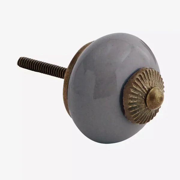 Grey and Brass Porcelain Door Knob