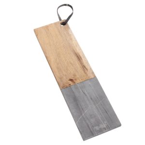 Brase Wood Board with Black Marble Plate