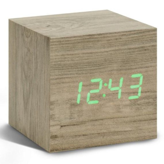 Cube Ash Click Clock Green LED