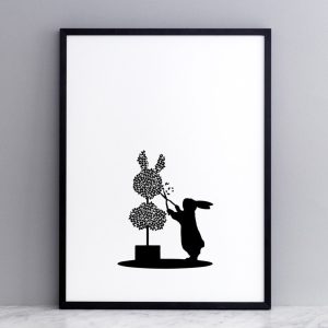 Topiary Rabbit Print with Frame