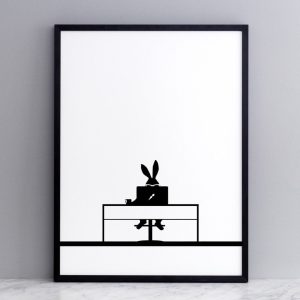 Working Rabbit Print with Frame