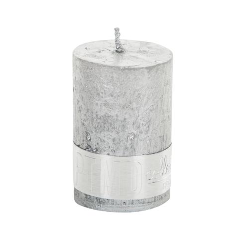 PTMD Metallic Shades Pillar Candle (6x4cm) X Small Silver